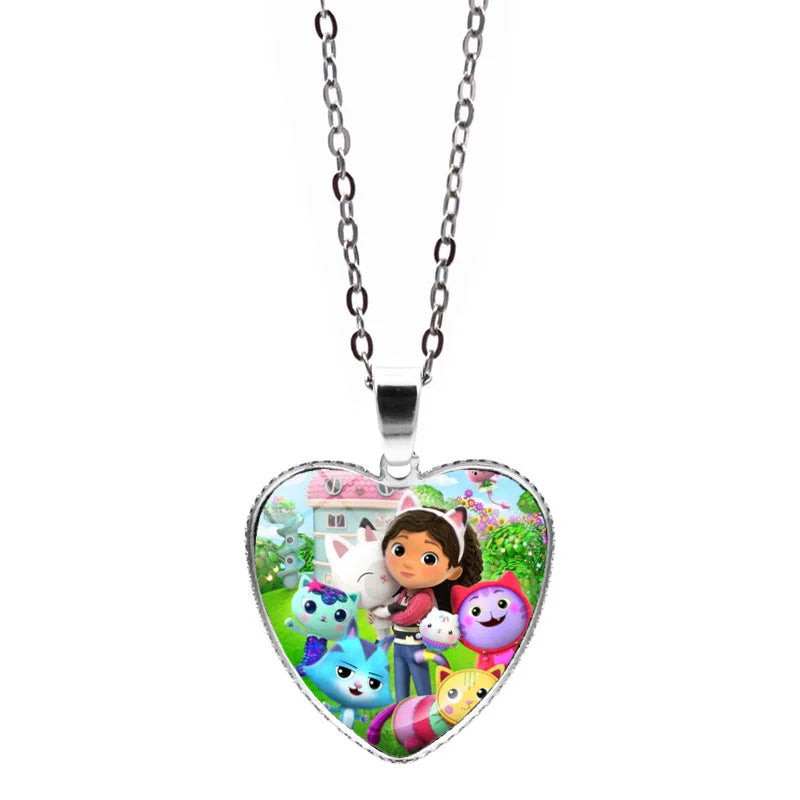 Gabby Dollhouse Heart Necklace Colorful Beaded Bracelet Cute Cartoon Anime Cosplay Jewelry Accessories Kids Girls Birthday Gift-Serilas