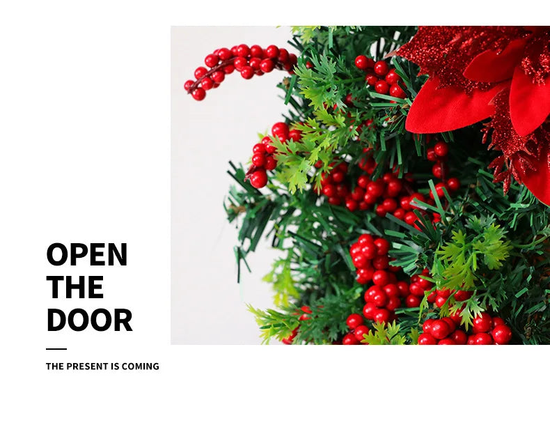 Christmas Wreath for Front Door Red Gold Window Wall Door Decorations 2024 Christmas Garland Ornament Guirnalda Navidad-Serilas