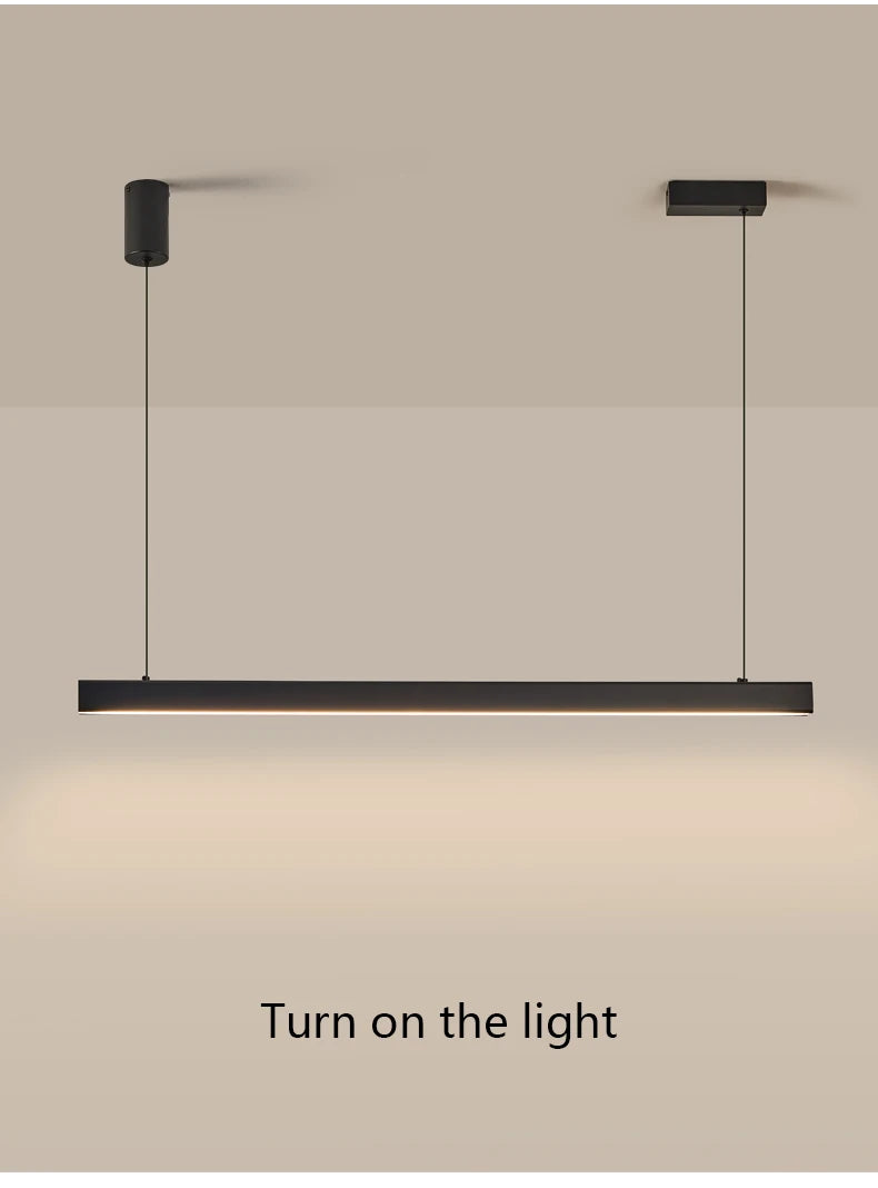 Modern LED linear chandelier for dining room office white bar pendant lights kitchen island lighting black minimalist lamp