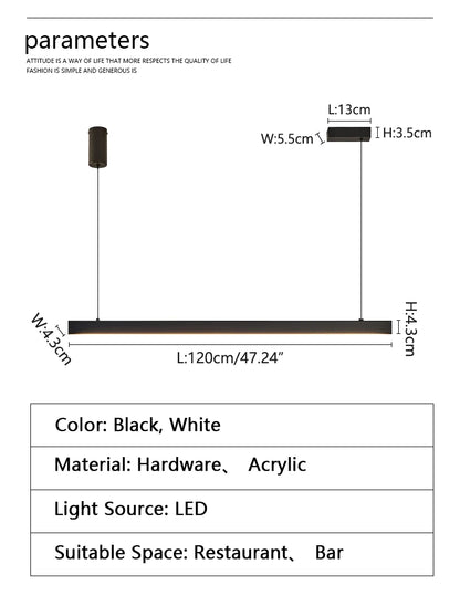 Modern LED linear chandelier for dining room office white bar pendant lights kitchen island lighting black minimalist lamp