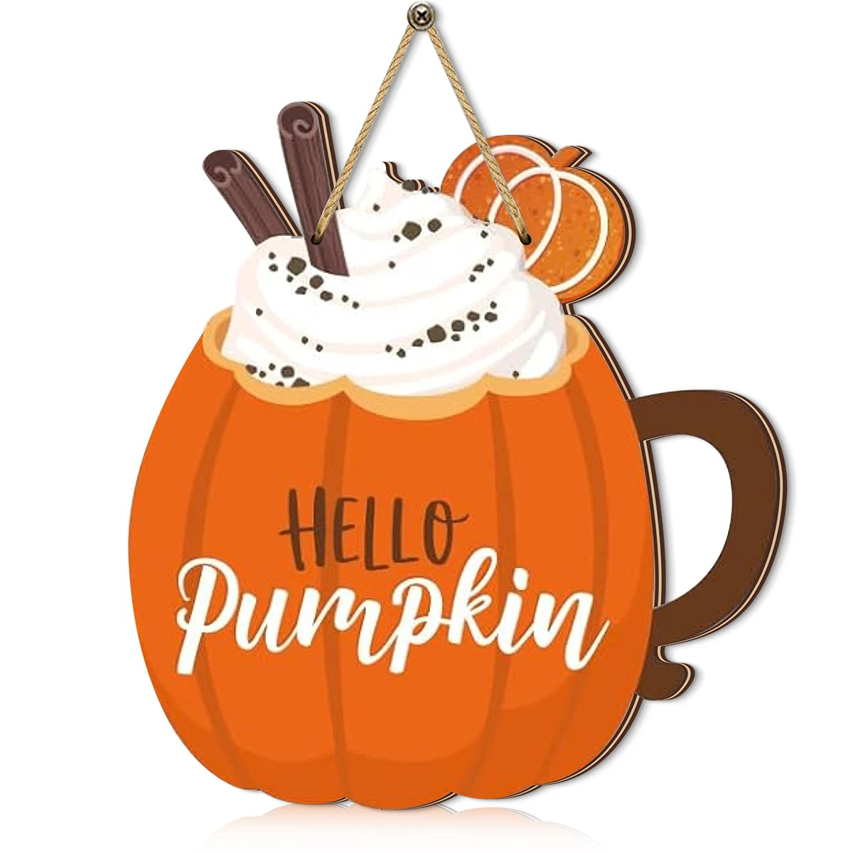 Adorable Pumpkin - Shaped Decor: "Hello Pumpkin" with Cream, Cinnamon Sticks & Ginger Slice-Serilas