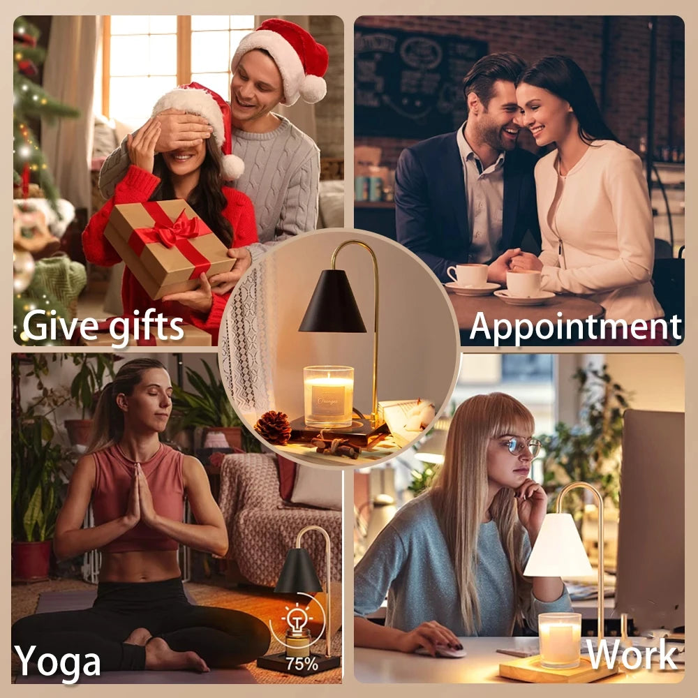 Candle Warmer Lamp with Timer Dimming Melting Wax Table Lamp Home Bedroom Decor Nightlight Creative Aromatherapy Desk Light Gift-Serilas