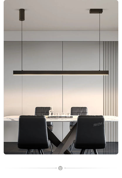 Modern LED linear chandelier for dining room office white bar pendant lights kitchen island lighting black minimalist lamp