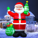 1.2/1.8m Inflatable Santa Claus Holding Christmas Tree Gift Bags Outdoor Decoration with LED Lights Blowing up Toys Garden Decor-Serilas