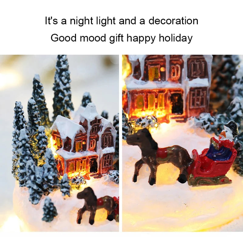 Christmas Decorations  LED Night Lights Luminous Micro Landscape House Children's Creative Gift Christmas New Year Ornaments-Serilas