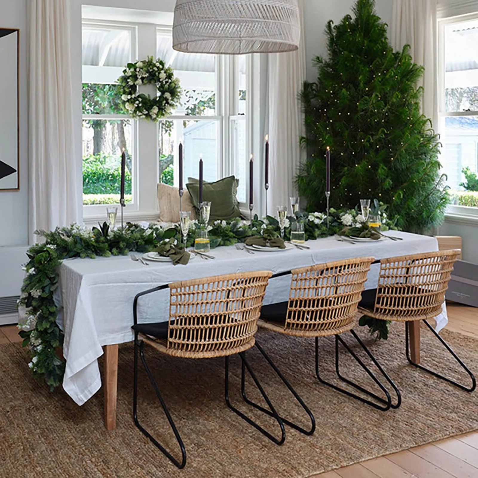 Christmas Garland Artificial Pine Garland For Outdoor Or Indoor Garden Green Fireplaces Holiday Party Decorations 1.8/1.9/2.7m-Serilas