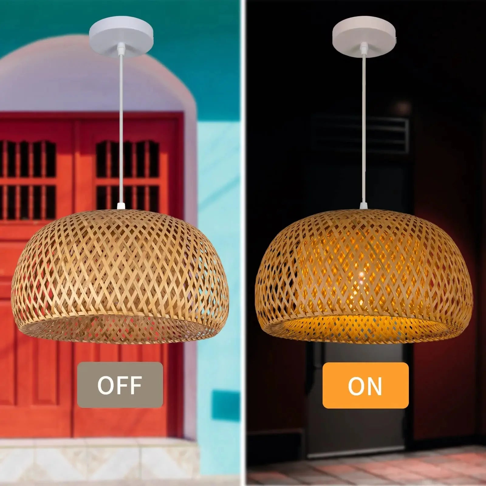 Bamboo Lantern Pendant Lamp Natural Rattan Wicker E27 Chandeliers Hand-Woven Bamboo Lampshades Lighting Fixtures Hanging Light-Serilas