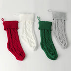 Large Christmas decorations Christmas stocking gift bag Knitted Christmas pendant Cross border woolen Christmas stocking-Serilas