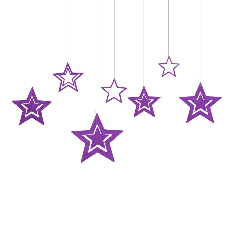 Rose Gold Hollow Star Paper Garlands Banner Hanging for Wedding Christmas Decorations Kids Birthday Party Supplies Baby Shower-Serilas
