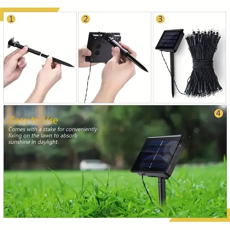 LED Solar Light String 8 Functions Outdoor Waterproof Lawn Starry Sky Christmas Garden Courtyard Decoration Atmosphere Lights-Serilas