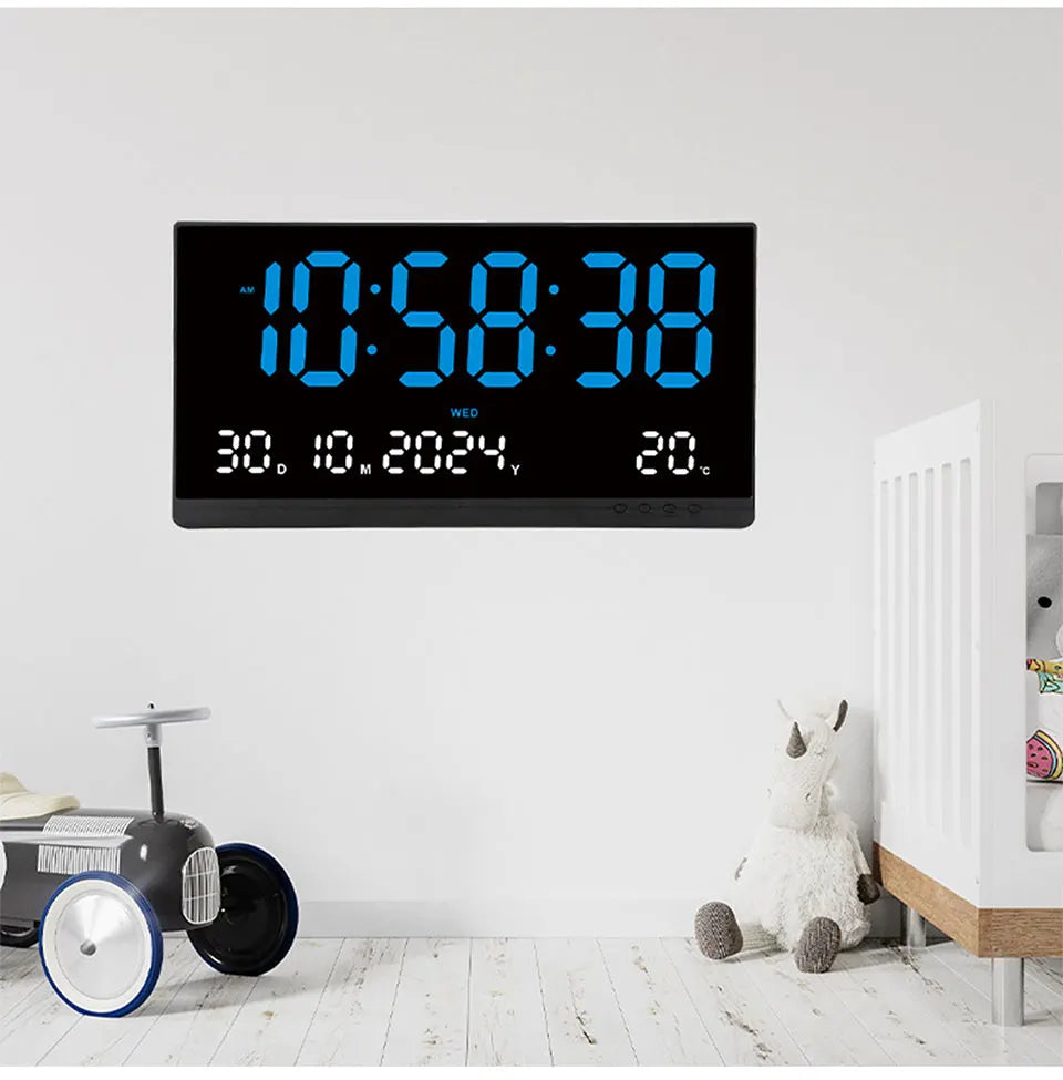 21 Inch Large Digital Wall Clock Large LED Screen Display Clock with Time/Date/Week/Temperature 12/24H Adjustable Brightness-Serilas