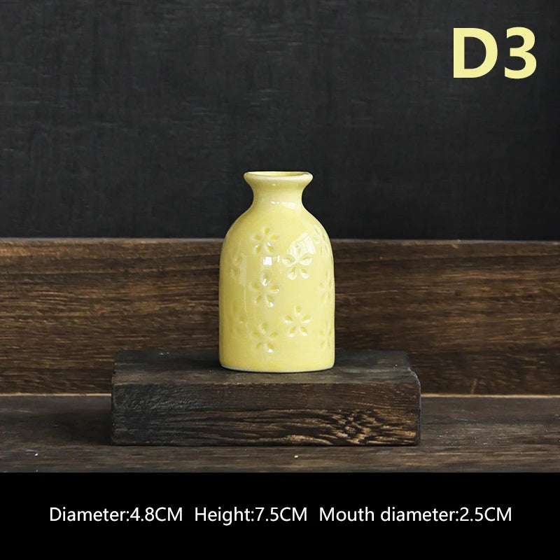 Ins Ceramics Flower Vase Nordic Hydroponics Vases Creative Room Decor Mini Flower Plant Bottle Pots Table Ornament Colorful Vase-Serilas