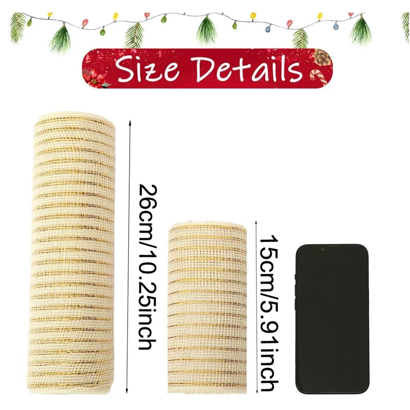 Christmas Tree Decorations Ribbon Mesh Ribbon for Wreath Bow Garland 2025 Christmas Decor Home Decor Gifts Navidad New Year 2026-Serilas