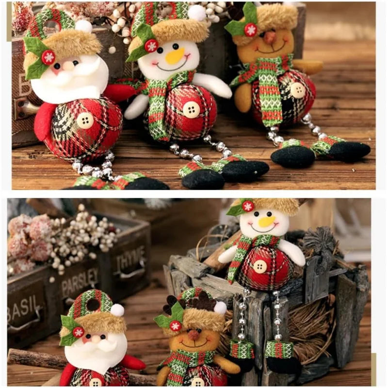 Christmas Tree Decorations, Plush Hanging Ornaments for Holiday Party, Santa Claus Snowman Reindeer Christmas Home Decoration-Serilas