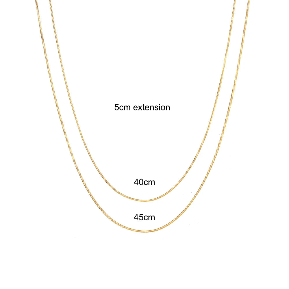 Tarnish Free Stainless Steel 18K Gold Plated Herryingbone Thin Snake Chain Layer Necklace Sexy Women's Gold Chain Necklace-Serilas