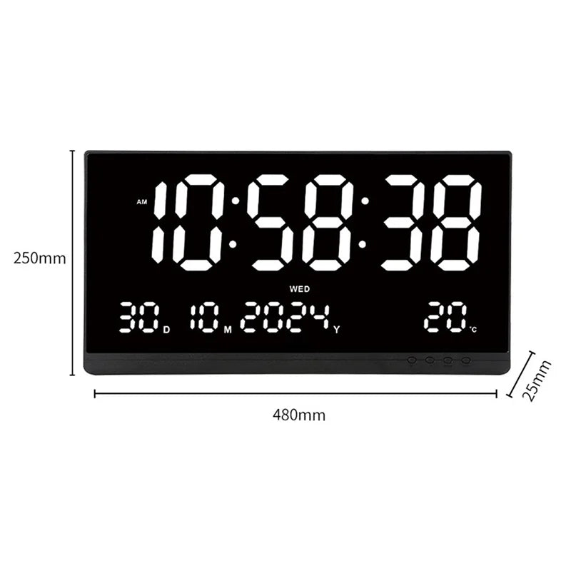 21 Inch Large Digital Wall Clock Large LED Screen Display Clock with Time/Date/Week/Temperature 12/24H Adjustable Brightness-Serilas