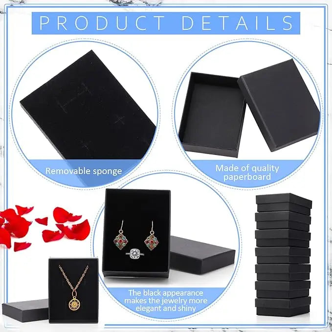1PCS Black Square Jewelry Display Gifts Box Organizer Engagement for Ring Earring Brooch Necklace Bracelet Packaging Boxes-Serilas