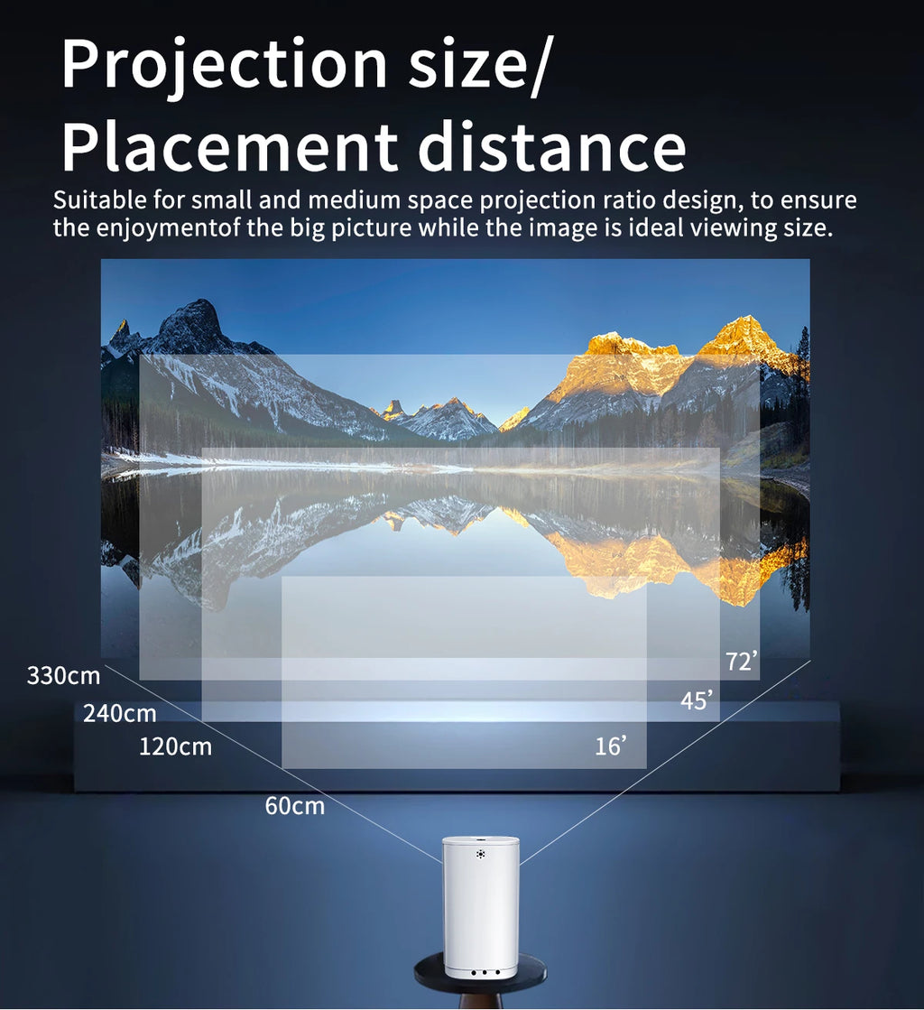 Smart Projector WIFI Mini Portable Home Theater Mobile Phone Same Screen Projector Support 4K LED Home Video Projector &Speaker-Serilas