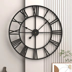 Modern 3D Large Wall Clocks Roman Numerals Retro Round Metal Iron Accurate Silent Nordic Hanging Ornament Living Room Decoration-Serilas