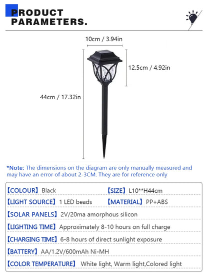 8 Pack LED Solar Courtyard Lamp Outdoor Waterproof Lawn Lights Solar Garden Paths Lane Landscape Lighting Decorative Lights