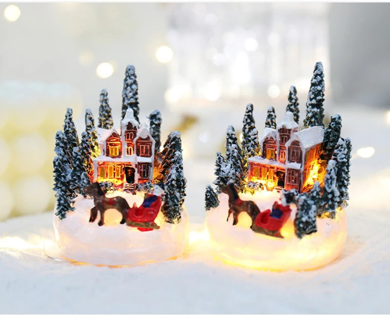 Christmas Decorations  LED Night Lights Luminous Micro Landscape House Children's Creative Gift Christmas New Year Ornaments-Serilas
