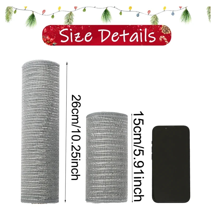 Christmas Tree Decorations Ribbon Mesh Ribbon for Wreath Bow Garland 2025 Christmas Decor Home Decor Gifts Navidad New Year 2026-Serilas