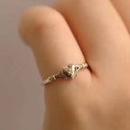 Hot Selling Gold Plated Stainless Steel Rings For Women Heart Ring Jewelry Accessories Wholesale Size 6-11-Serilas