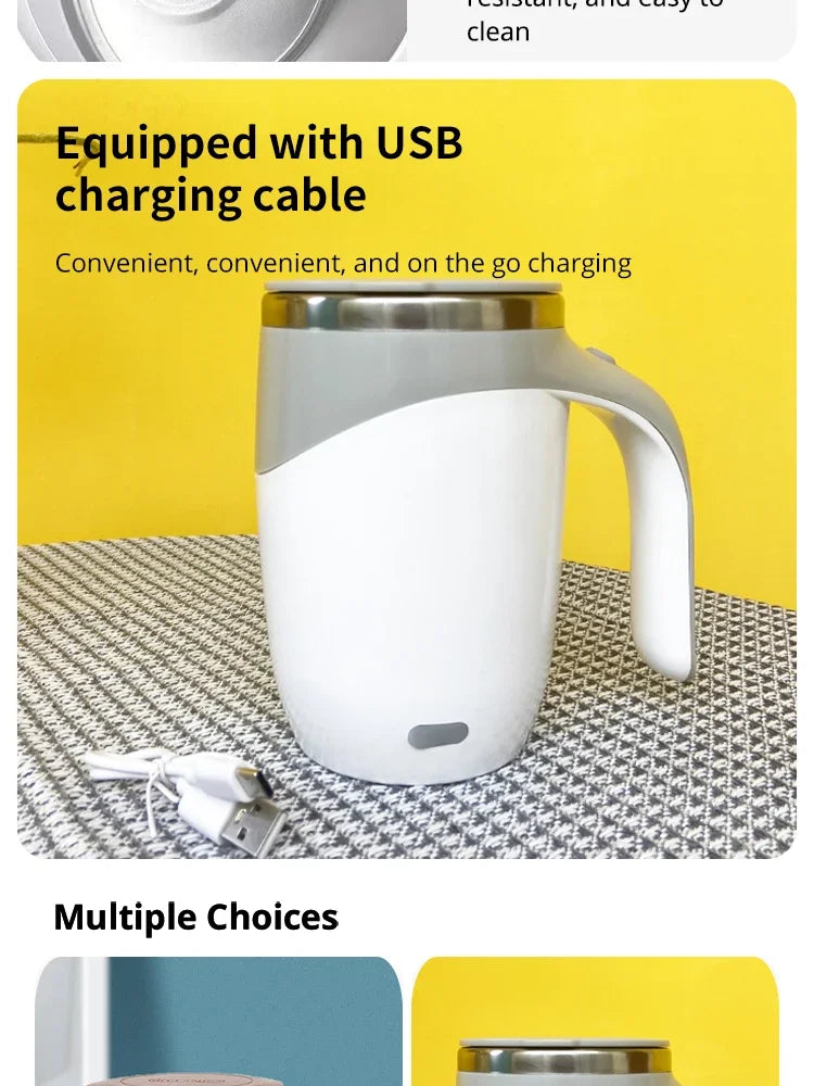 1PC Portable Smart Automatic Magnetic Stirring Cup Rechargeable Stainless Steel Lazy Rotating Mug Stirring Cup Drinking Tools-Serilas