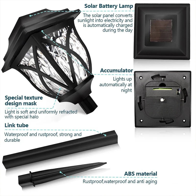 8 Pack LED Solar Courtyard Lamp Outdoor Waterproof Lawn Lights Solar Garden Paths Lane Landscape Lighting Decorative Lights