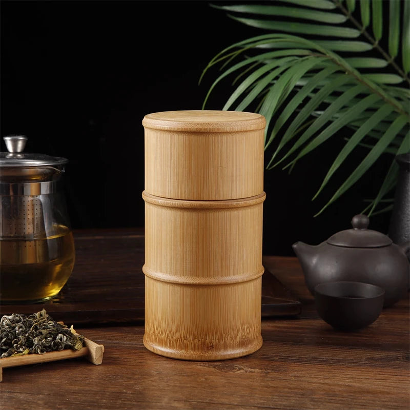 Natural Bamboo Food Storage Box Tea Nut Spice Storage Box Tea Canister Eco-friendly Organizer Jar Kitchen Containers-Serilas