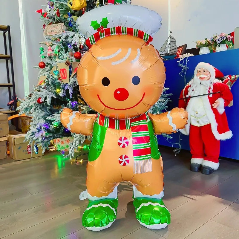 Christmas Large Standing Balloons 3D Inflatable Aluminum Foil Balloon Santa Claus Snowman Xmas Party Home Decors Supply Kid Gift-Serilas