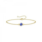 Simple Design Turkish Evil Eye Charm Bracelet for Women Boho Lucky Gold Color Copper Chain Adjustable Bracelet Summer Jewelry-Serilas