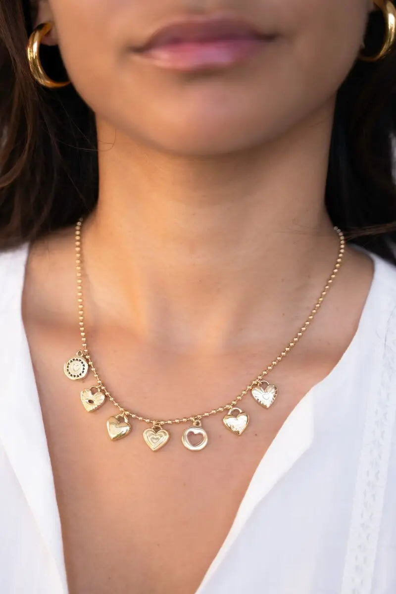 Miranda Charm Stainless Steel Heart Love Chain Necklace Water Resistant Chic Popular Romantic Korean Jewelry Gift-Serilas