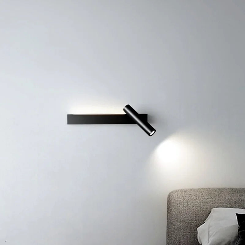 Minimalist wall lamp, living room bedroom wall rotatable spotlight, creative minimalist bedside lamp, USB interface reading lamp-Serilas