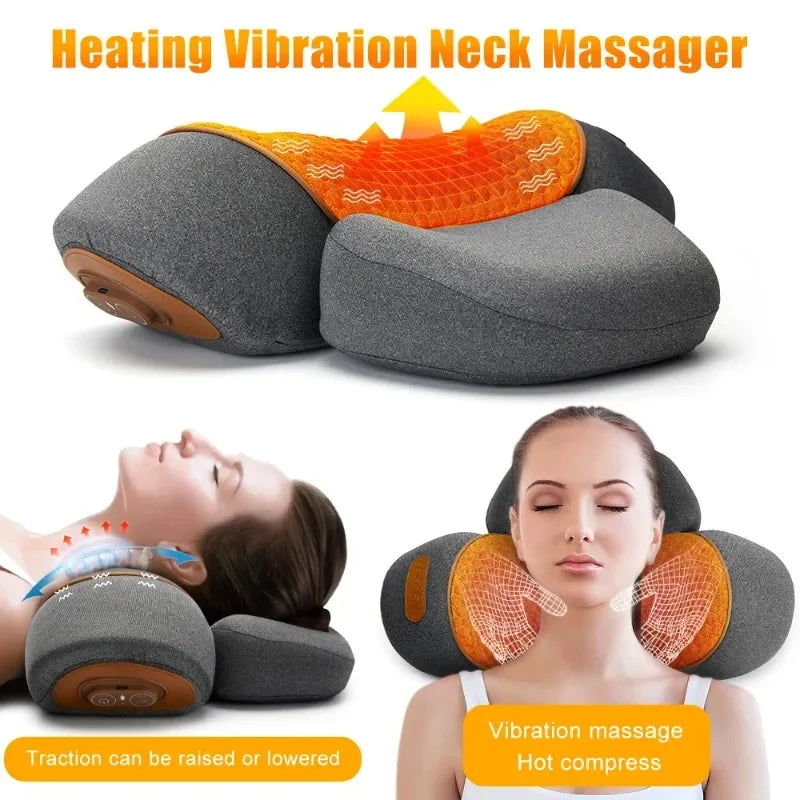 Electric Neck Massager Pillow Cervical Stretcher Heating Vibration Massage Back Traction Orthopedic Sleeping Pillows Support-Serilas