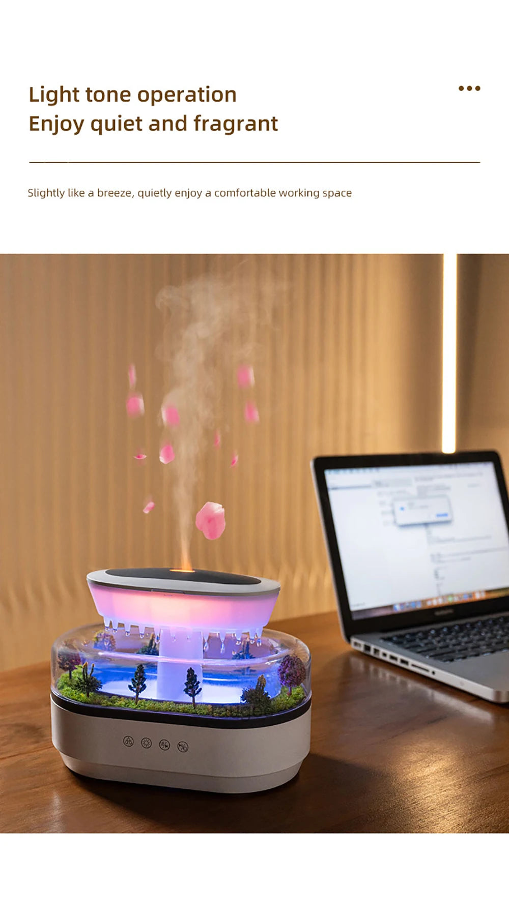 Aroma Air Humidifier Fragrance Essential Oil Diffuser for Home Raindrop Model Aroma Diffuser Humidifier with LED Colorful Light-Serilas