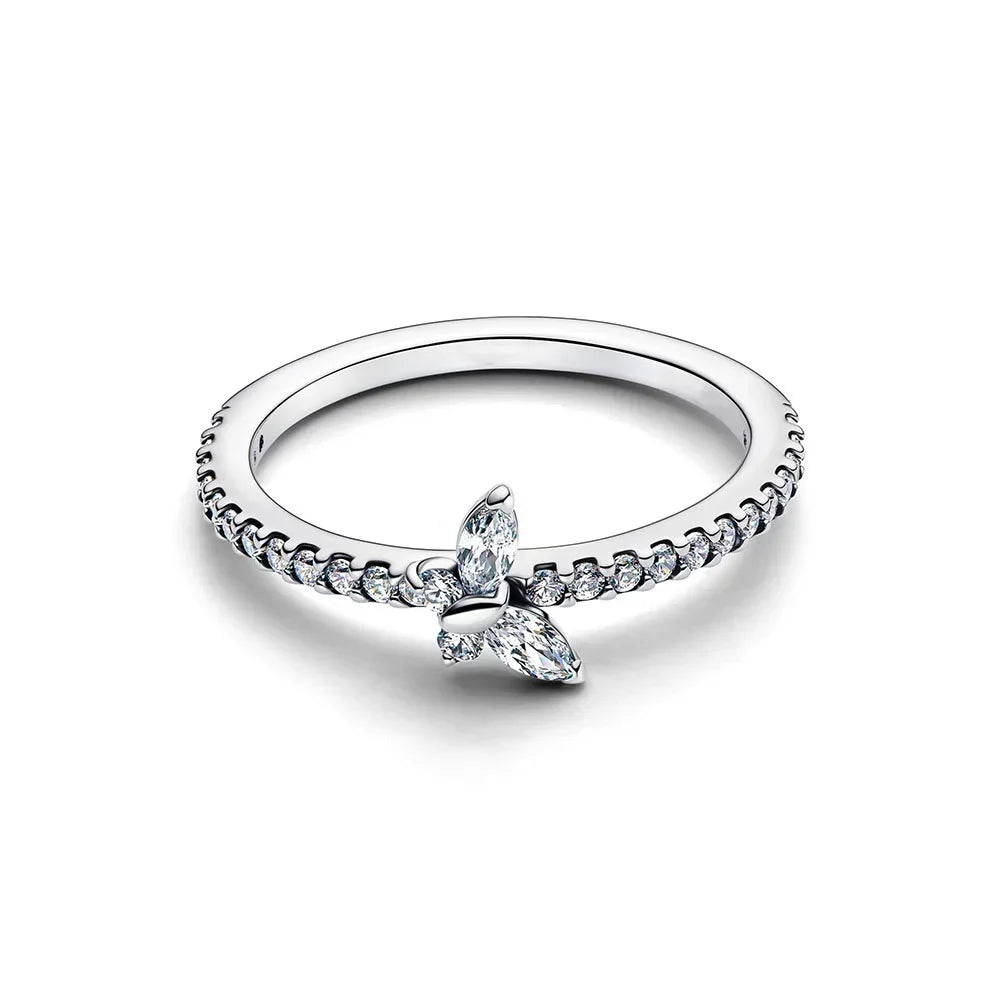 2025 HOT Princess 925 Silver Bow Rose Flower Love Eternal Crown Ring Suitable for Women's Birthday Wedding Gifts-Serilas