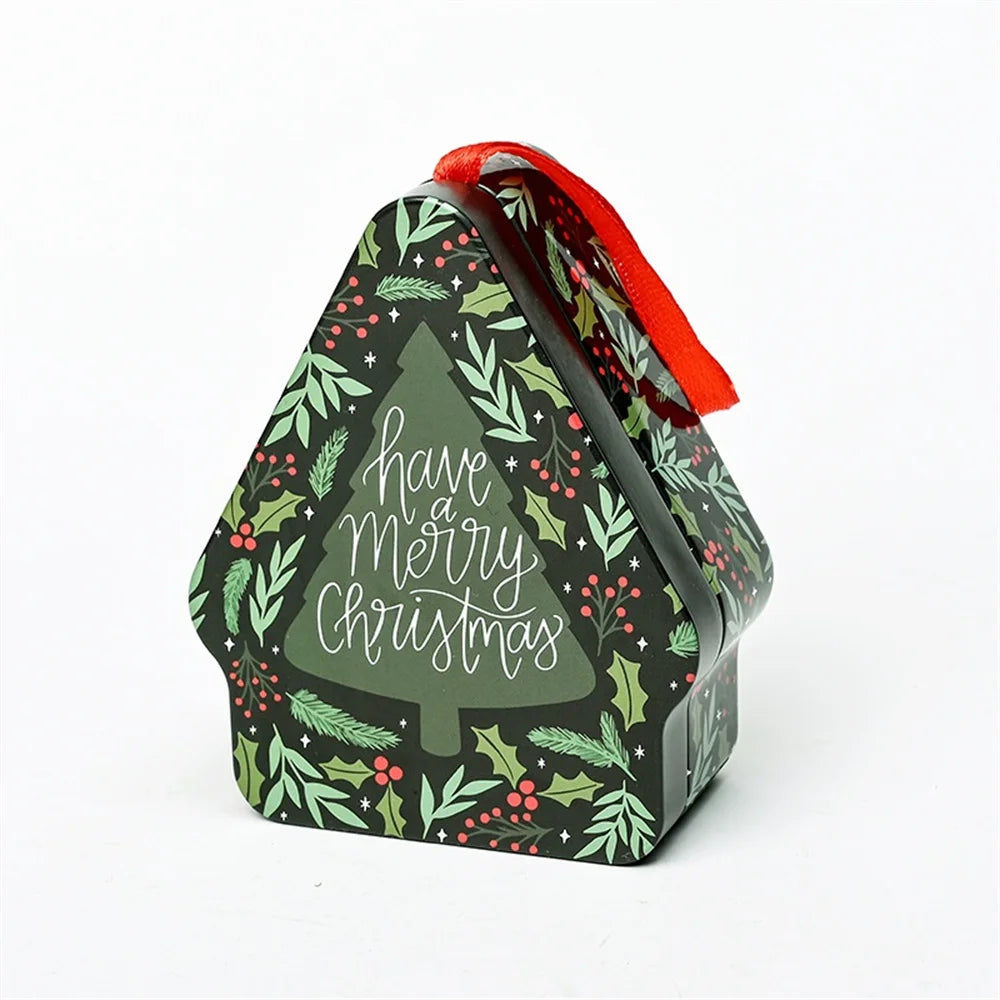 Christmas Tin Gift Box Cartoon Printed Tinplate Box Square Candy Storage Container for Xmas Holiday Packaging Supplies-Serilas