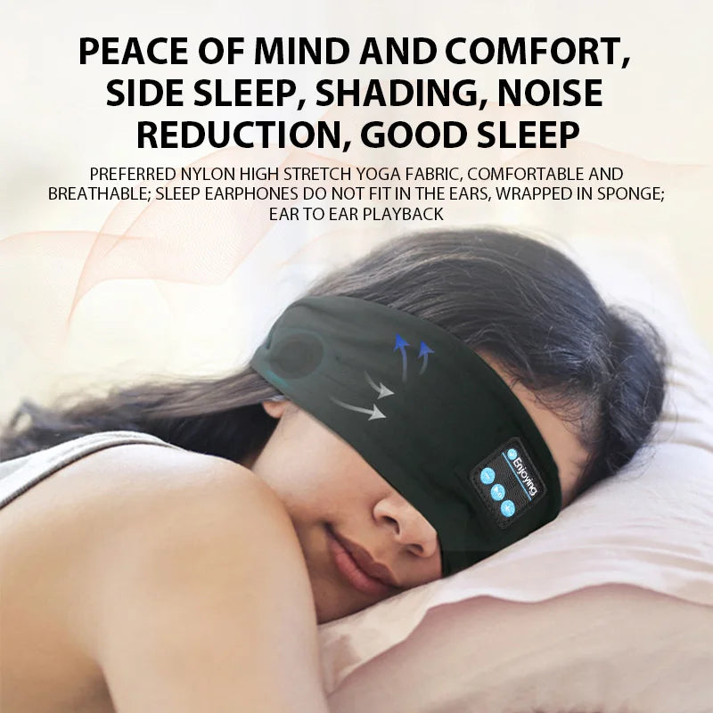 Wireless Bluetooth Headband Sleeping Headphones Sports Earphone/Headscar Music Hat with HD Stereo Speakers Eye Mask  for Side Sl-Serilas