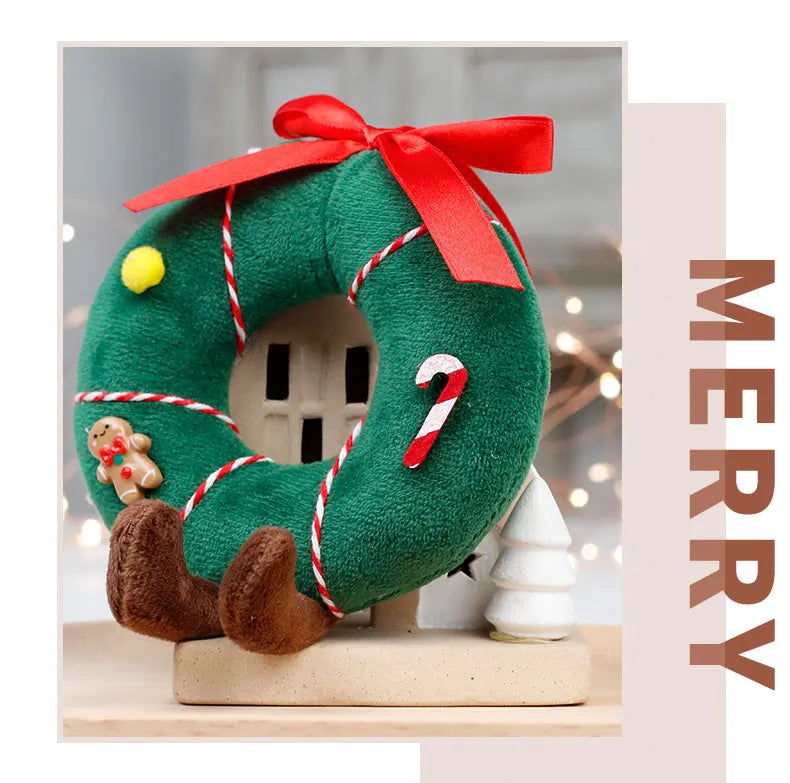 Christmas Decorations Christmas Tree Wreath Cake Wreath Shaped Plush Doll Ornament Holiday Decoration Home Decor for Christmas-Serilas