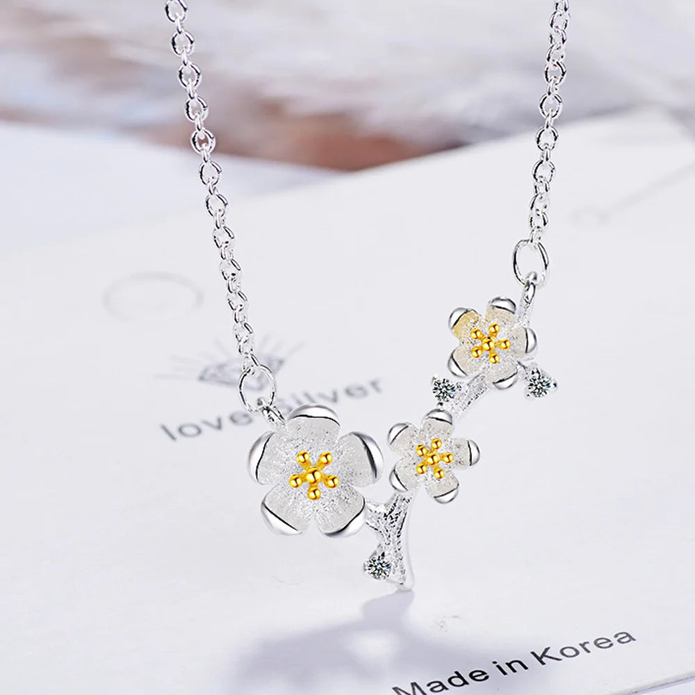 925 Sterling Silver Flower Pendant Necklace For Women Fashion Chain Luxury Quality Fine Jewelry Accesories Wholesale GaaBou-Serilas