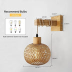 Bamboo Lantern Wall Lamp Natural Rattan Wicker E27 Chandeliers Hand-Woven Bamboo Room Decor Lampshades Wall Light Fixtures-Serilas