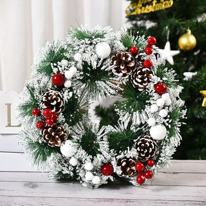 Christmas Wreath for Front Door Red Gold Window Wall Door Decorations 2024 Christmas Garland Ornament Guirnalda Navidad-Serilas