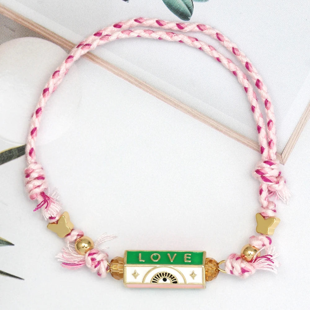 Lucky Eye Copper Enamel Turkish Evil Eye Charm Bracelet DIY Adjustable Rope Chain Bracelet for Women Men Girls Fashion Jewelry-Serilas