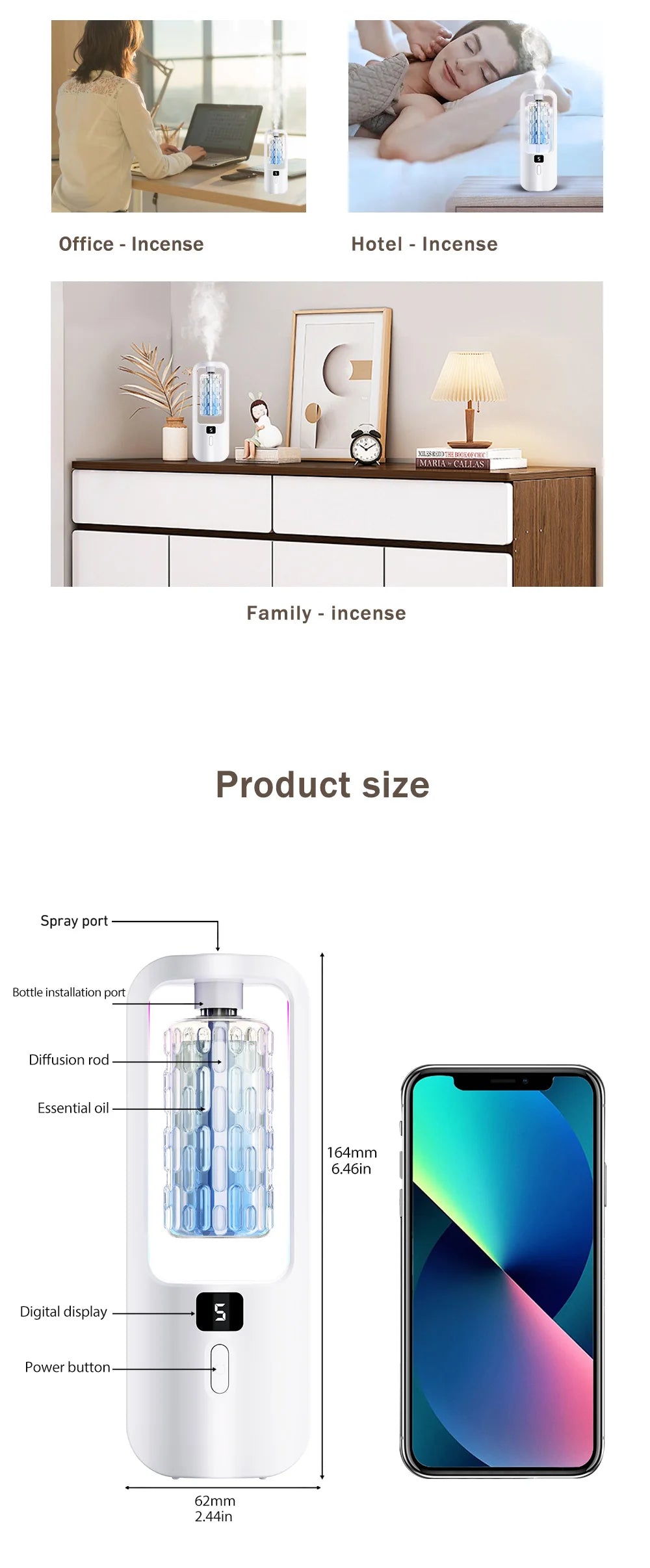 Automatic aromatherapy diffuser for eliminating odors, suitable for household use, with essential oil for air freshening.-Serilas