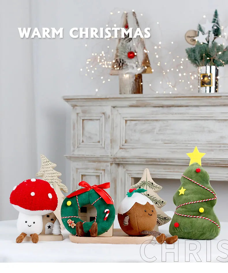 Christmas Decorations Christmas Tree Wreath Cake Wreath Shaped Plush Doll Ornament Holiday Decoration Home Decor for Christmas-Serilas