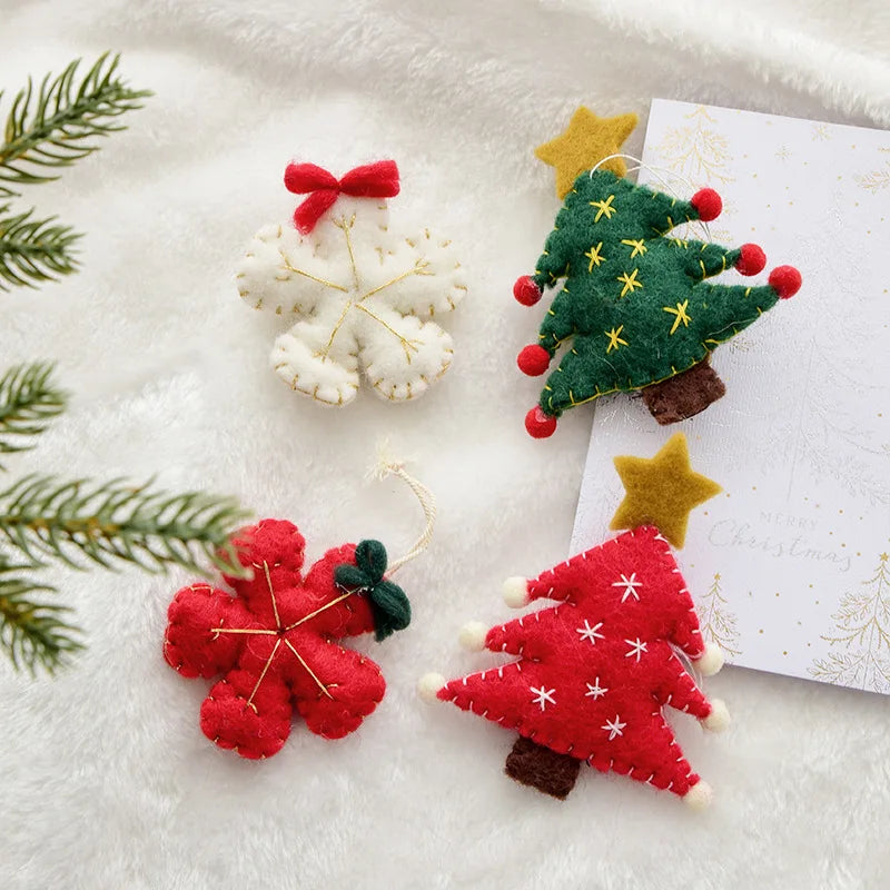 Christmas Tree Snowflake Gift Decoration Pendant Wool Felt Gingerbread Handmade DIY Accessories Christmas New Year Decoration-Serilas
