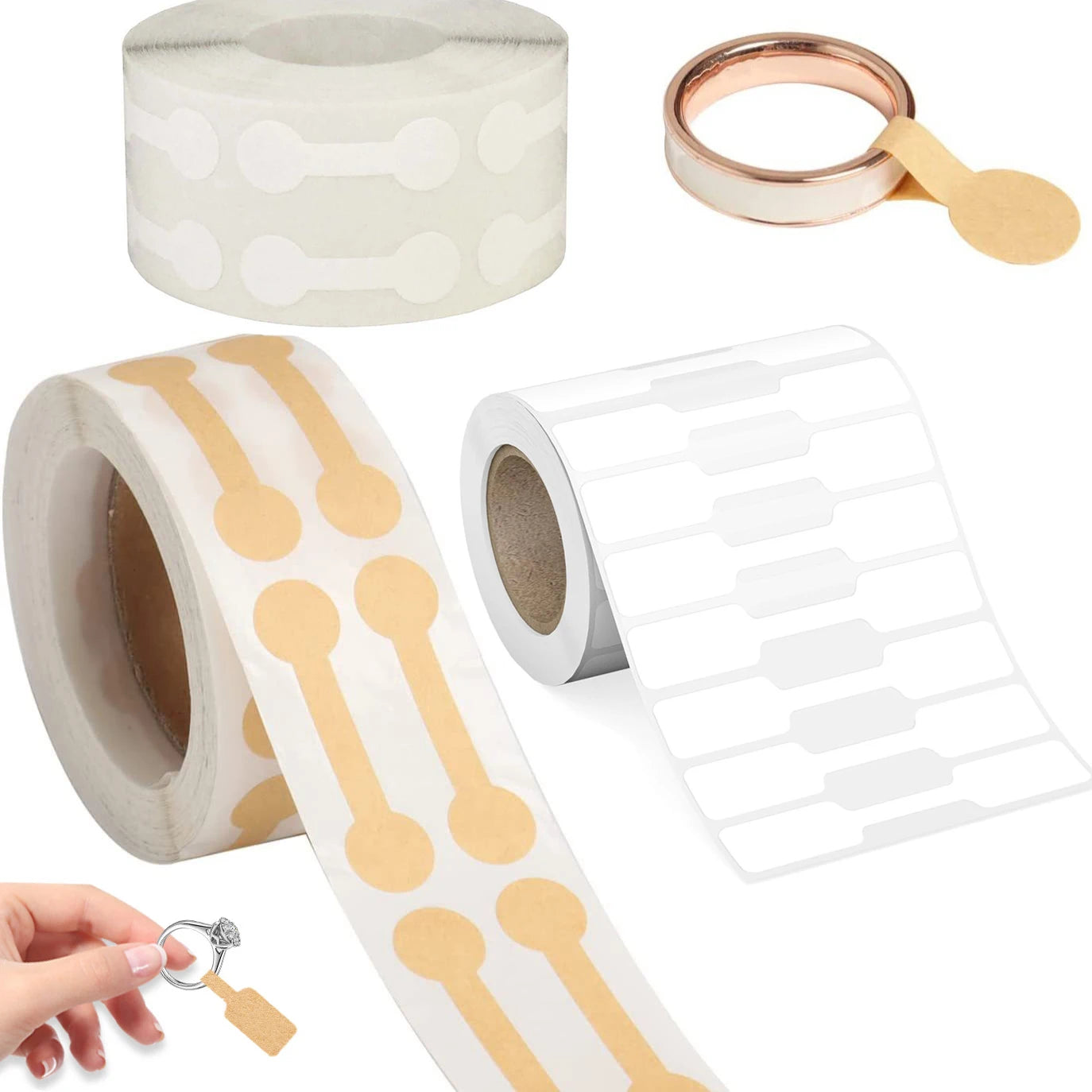 500pcs Paper Self Adhesive Ring Price Tags Stickers Blank Bracelet Price Labels Necklace Display Diy Jewelry Packaging Supplies-Serilas