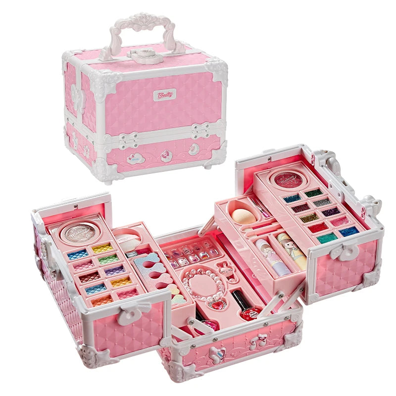 Kids Makeup Kit Little Girls 49 Pcs Washable Makeup Kit Real Girl Princess Make Up Kit with Cosmetic Case Play Set Birthday Gift-Serilas