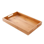 Wide Bamboo Organizer Tray Storage Bin with Handles for Cutlery Serving Spoons Cooking Utensils Teapot Teacup-Serilas